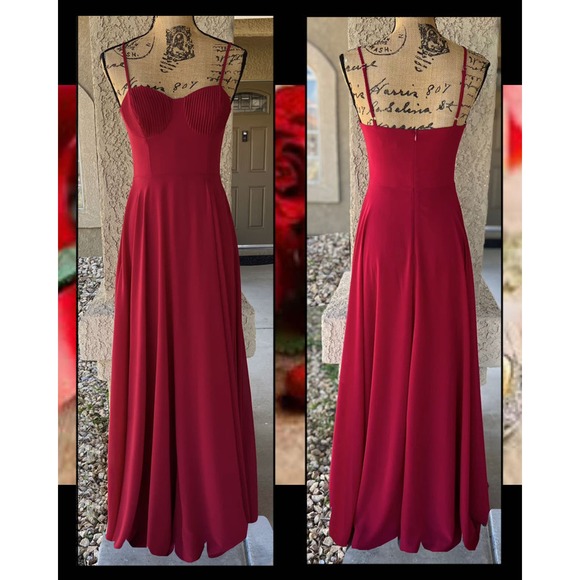 Lulus Cause for Commotion Red Pleated Bustier Maxi Dress Size M - Picture 5 of 14